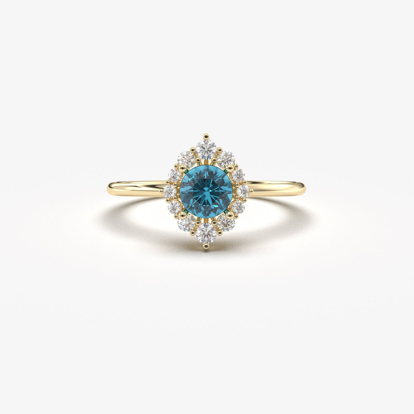 10K Gold Solitaire Blue Topaz Cz Ring - 8S62BTOP