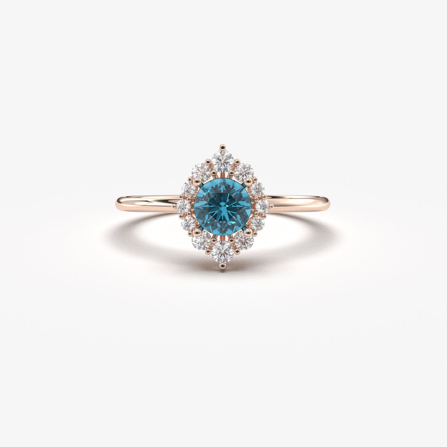 10K Gold Solitaire Blue Topaz Cz Ring - 8S62BTOP