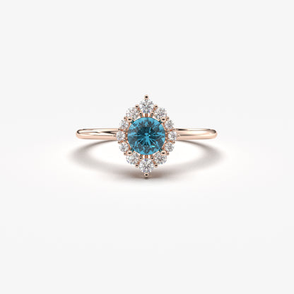 10K Gold Solitaire Blue Topaz Cz Ring - 8S62BTOP
