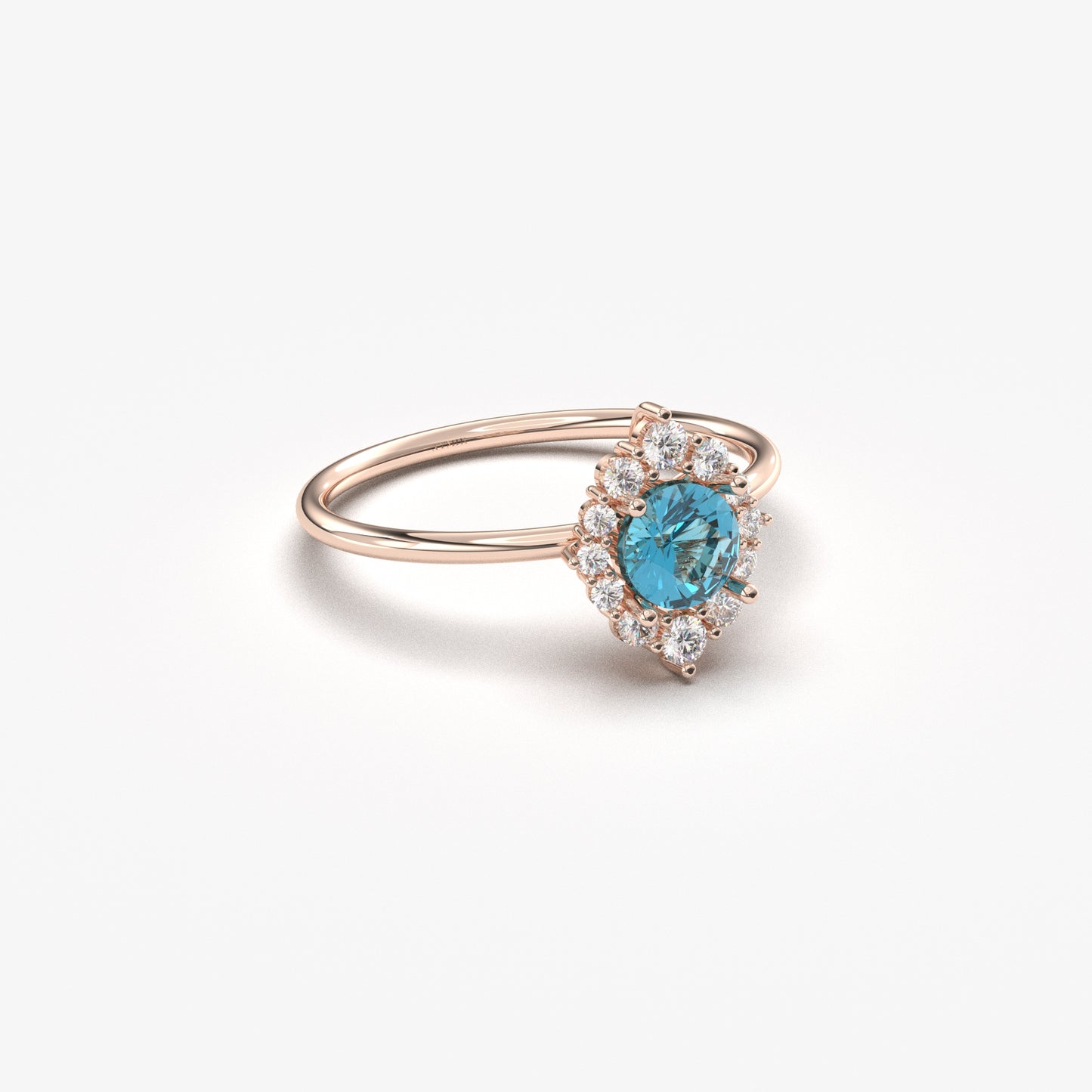 14K Gold Solitaire Blue Topaz Diamond Ring  - 8S62BTOP