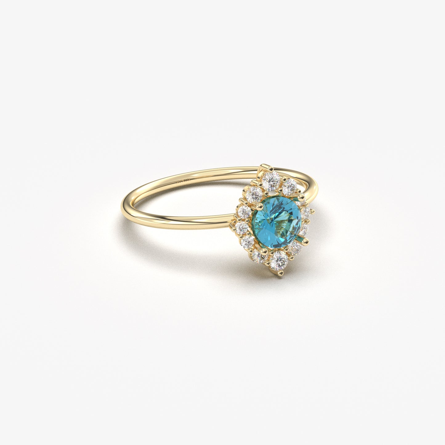14K Gold Solitaire Blue Topaz Diamond Ring  - 8S62BTOP