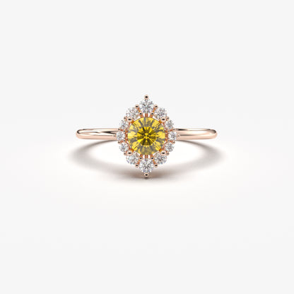 18K Gold Citrine and Diamond Ring - 8S62CIT