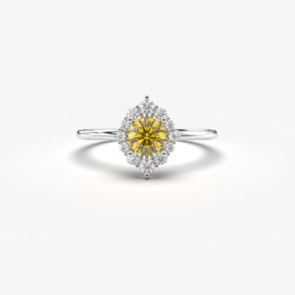 18K Gold Citrine and Diamond Ring - 8S62CIT