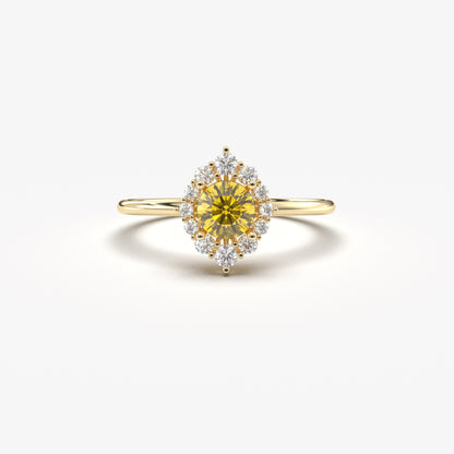 18K Gold Citrine and Diamond Ring - 8S62CIT