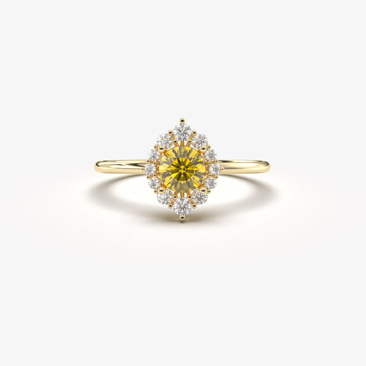 14K Gold Citrine and Diamond Ring - 8S62CIT