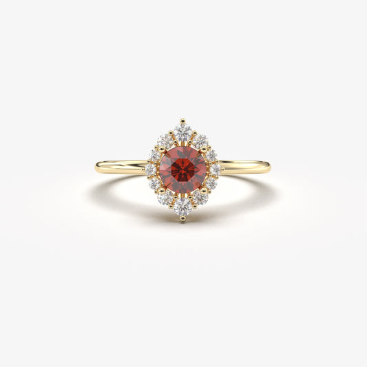 14K Gold Garnet and Diamond Ring - 8S62GAR