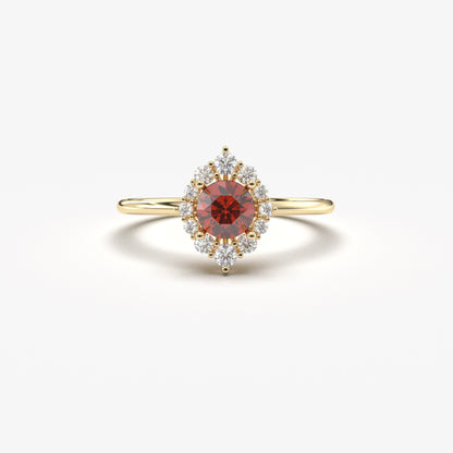 18K Gold Garnet and Cz Ring - 8S62GAR