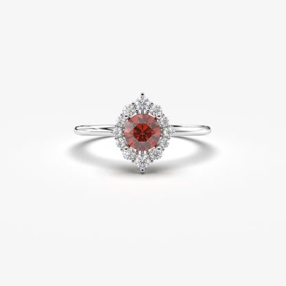 18K Gold Garnet and Cz Ring - 8S62GAR