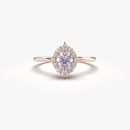 18K Gold Lavender and Cz Ring - 8S62LAV