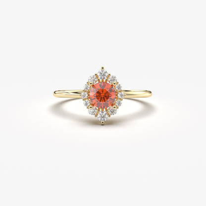 10K Gold Orange Solitaire Cz Ring - 8S62ORNG