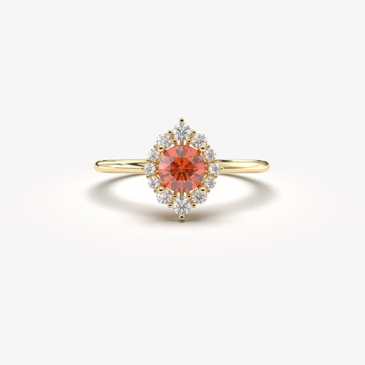 10K Gold Orange Solitaire Cz Ring - 8S62ORNG