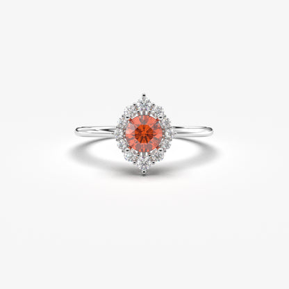 10K Gold Orange Solitaire Cz Ring - 8S62ORNG