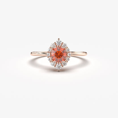 10K Gold Orange Solitaire Cz Ring - 8S62ORNG