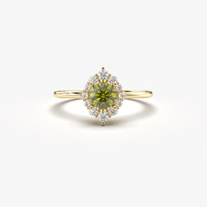 10K Gold Solitaire Peridot and Cz Ring  - 8S62PER
