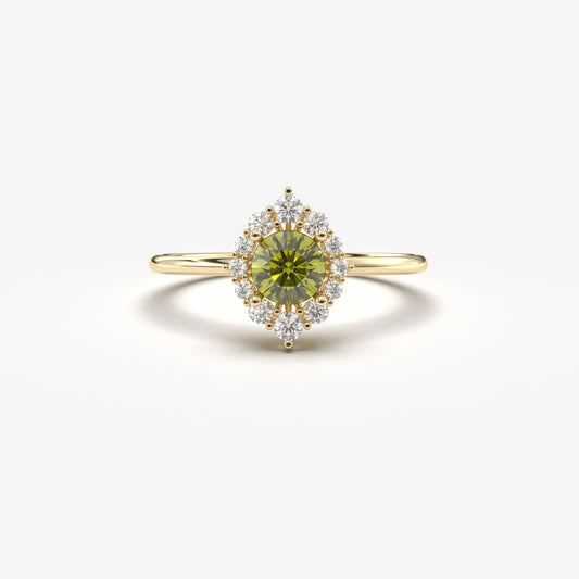 10K Gold Solitaire Peridot and Cz Ring  - 8S62PER