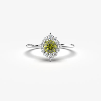 10K Gold Solitaire Peridot and Cz Ring  - 8S62PER