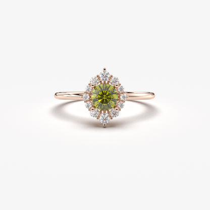 10K Gold Solitaire Peridot and Cz Ring  - 8S62PER