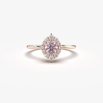 10K Gold Unique Pink Oval and Cz Ring - 8S62PNK