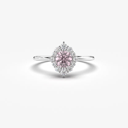 10K Gold Unique Pink Oval and Cz Ring - 8S62PNK
