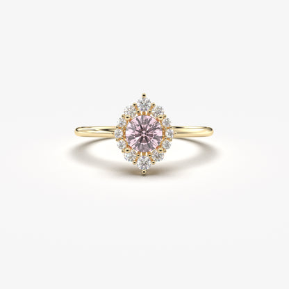 10K Gold Unique Pink Oval and Cz Ring - 8S62PNK