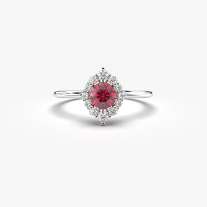 10K Solid Gold Halo Ruby Cz Ring - 8S62RBY