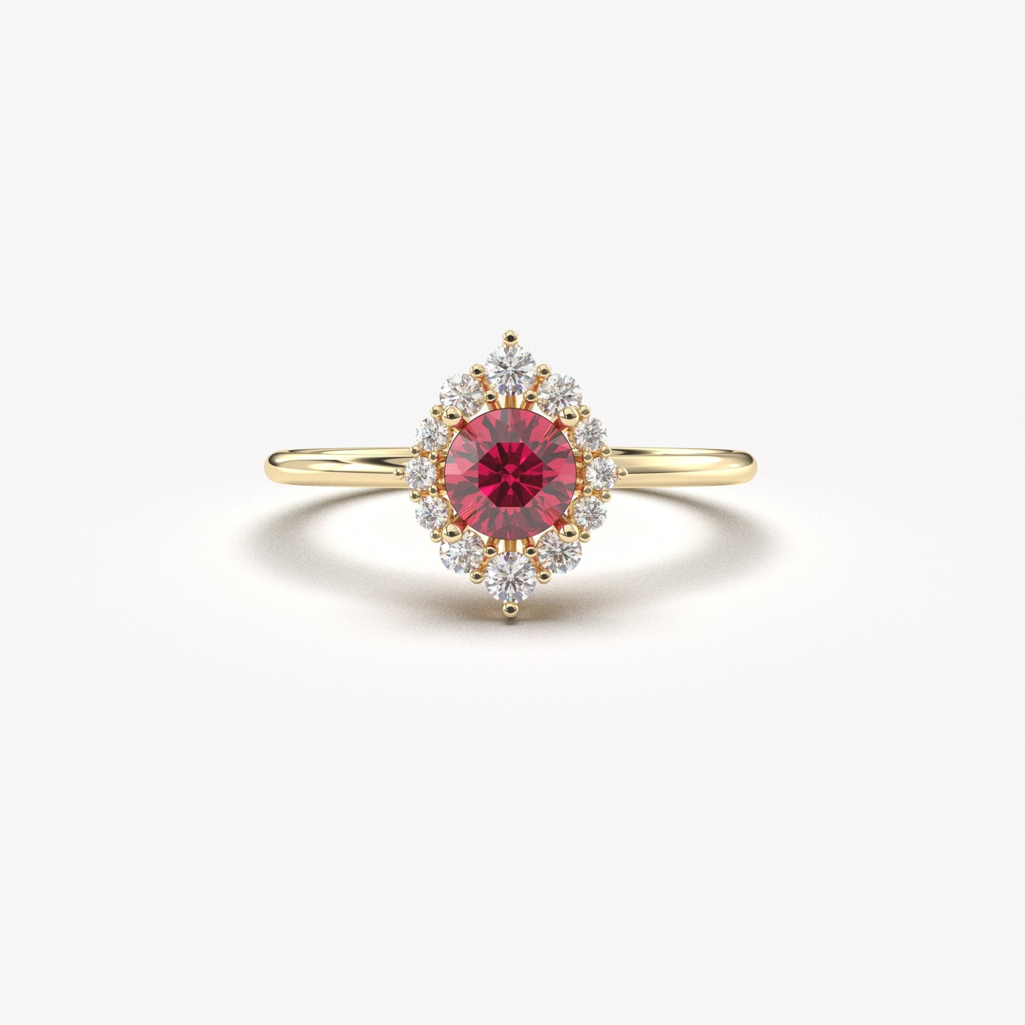 10K Solid Gold Halo Ruby Cz Ring - 8S62RBY