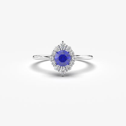 10K Gold Sapphire Halo Cz Ring  - 8S62SAP