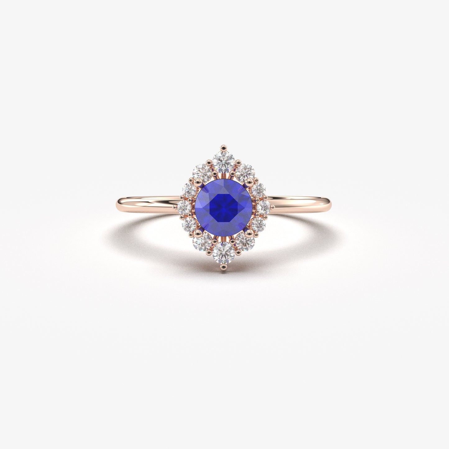 10K Gold Sapphire Halo Cz Ring  - 8S62SAP