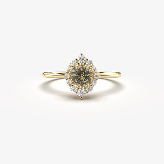 10K Gold Zultanite Oval Solitaire and Cz Ring - 8S62ZUL