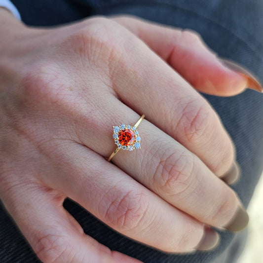 10K Gold Orange Solitaire Cz Ring - 8S62ORNG