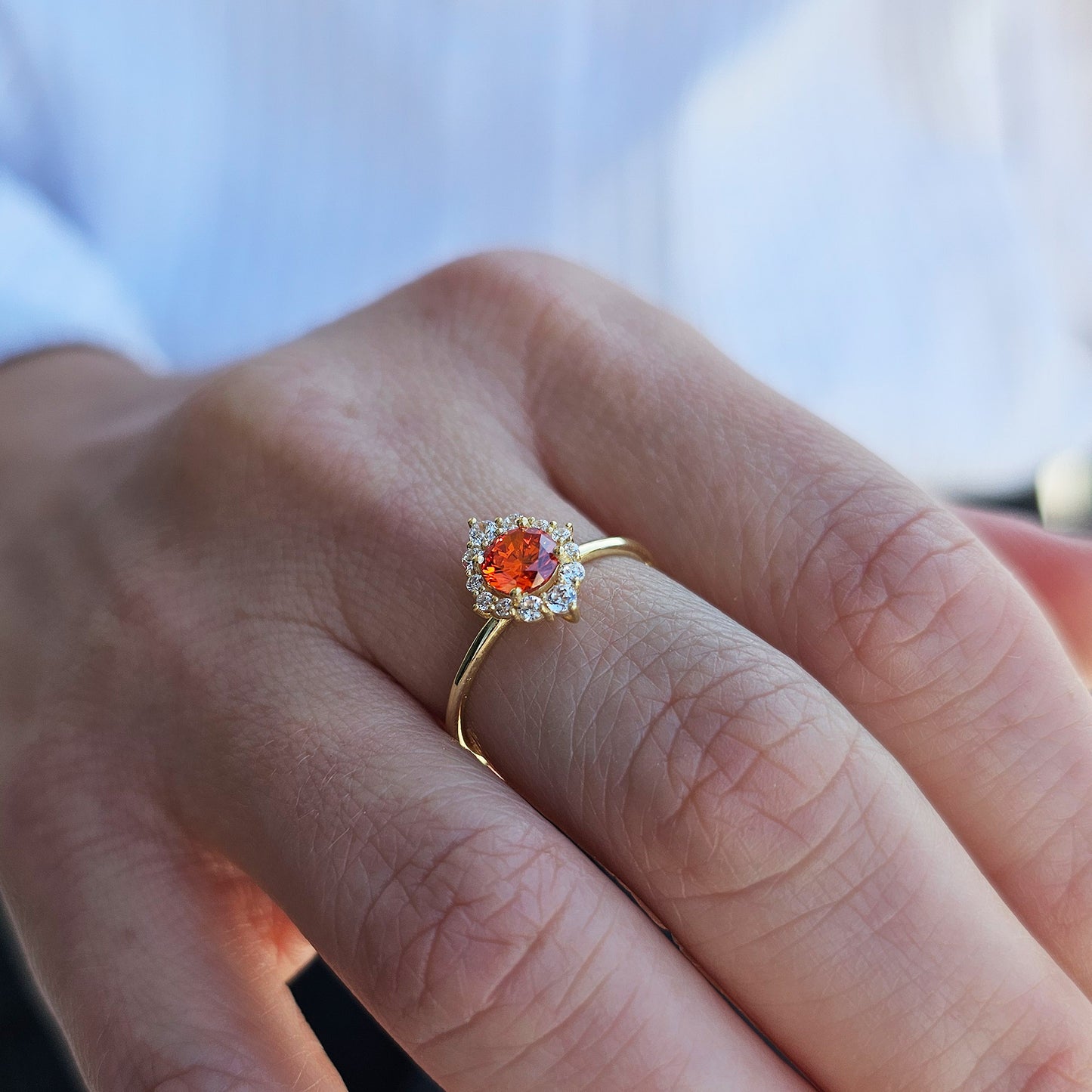 10K Gold Orange Solitaire Cz Ring - 8S62ORNG