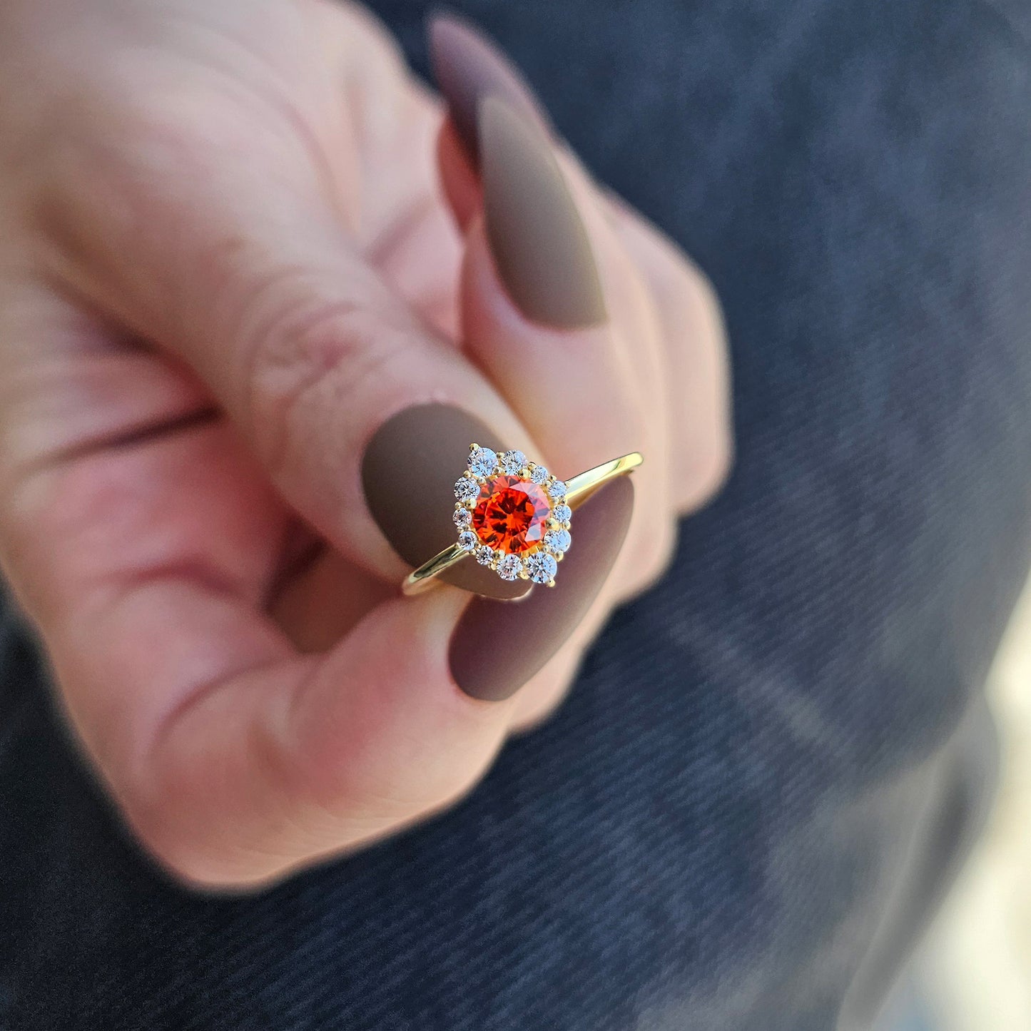 10K Gold Orange Solitaire Cz Ring - 8S62ORNG