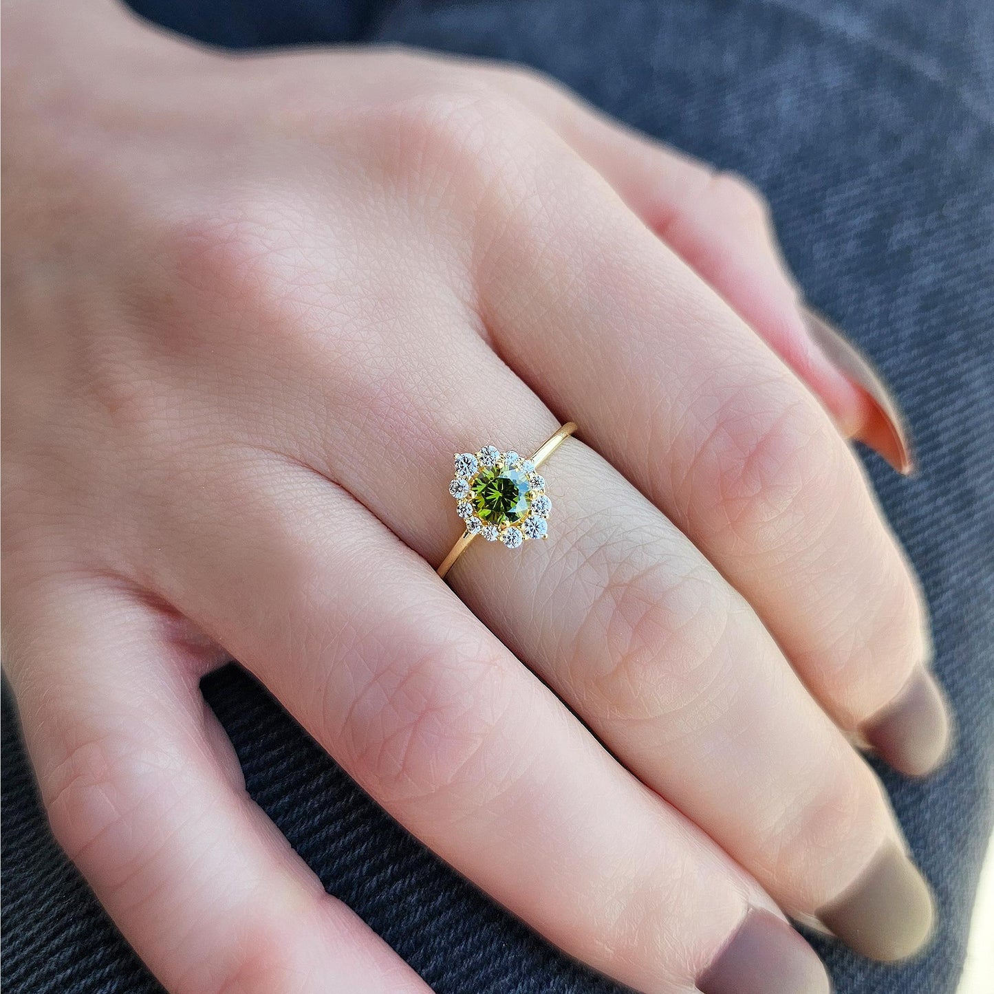 10K Gold Solitaire Peridot and Cz Ring  - 8S62PER