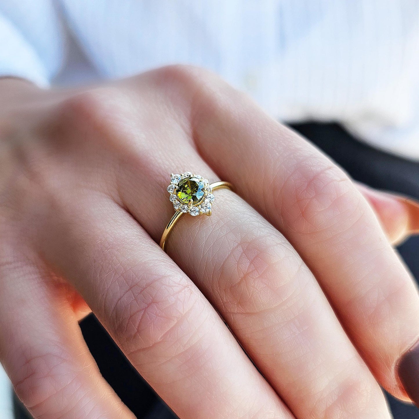 10K Gold Solitaire Peridot and Cz Ring  - 8S62PER