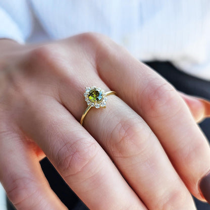10K Gold Solitaire Peridot and Cz Ring  - 8S62PER
