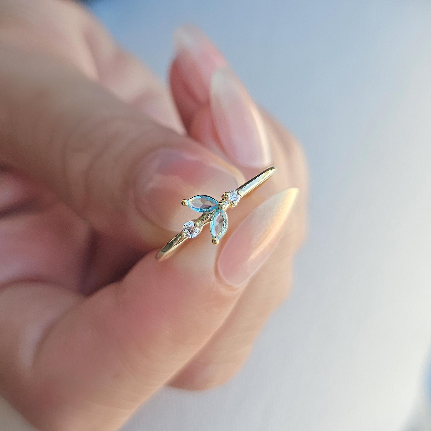 14K Gold Marquise and Diamond Ring - 8S8AQUA
