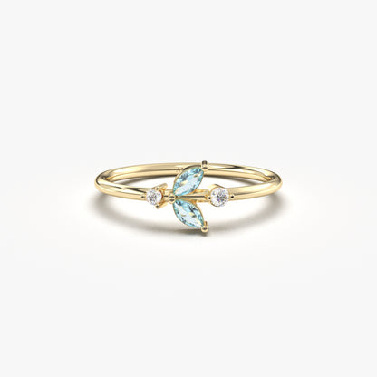 14K Gold Marquise and Diamond Ring - 8S8AQUA