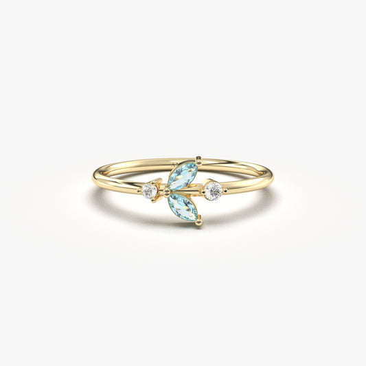 14K Gold Marquise and Diamond Ring - 8S8AQUA