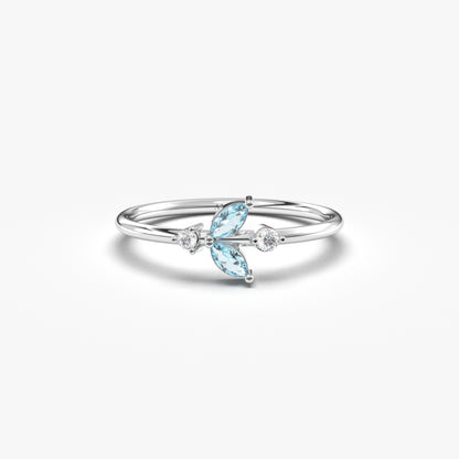 14K Gold Marquise and Diamond Ring - 8S8AQUA
