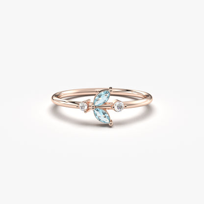 14K Gold Marquise and Diamond Ring - 8S8AQUA