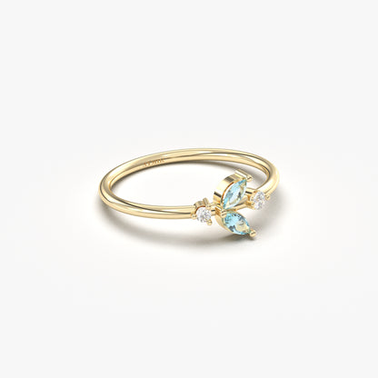 14K Gold Marquise and Diamond Ring - 8S8AQUA