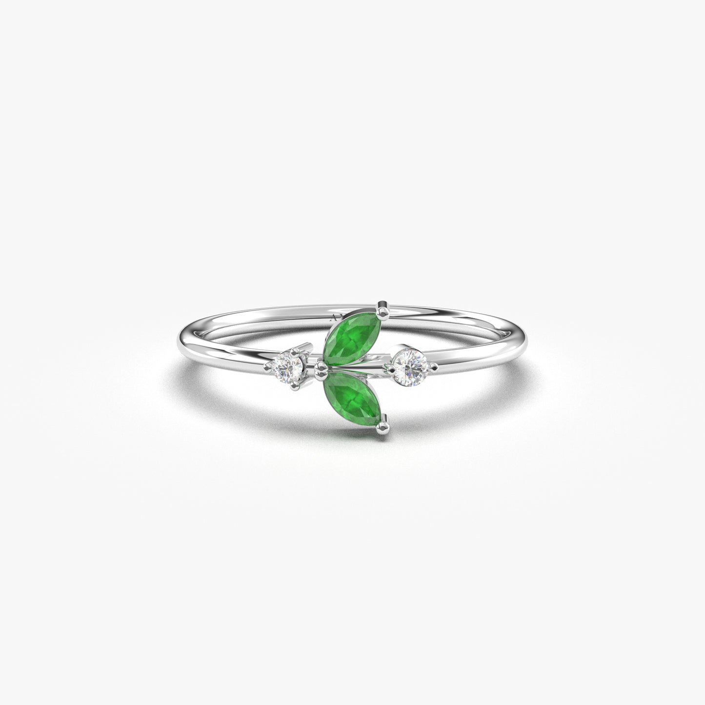 10K Gold Minimalist Marquise Emerald and Cz Ring - 8S8EME
