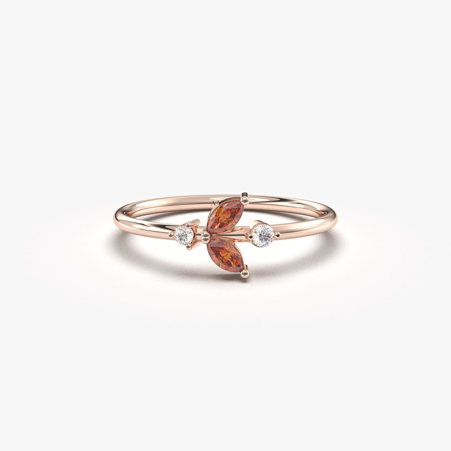 14K Gold Marquise Cut Garnet and Diamond Ring - 8S8GAR