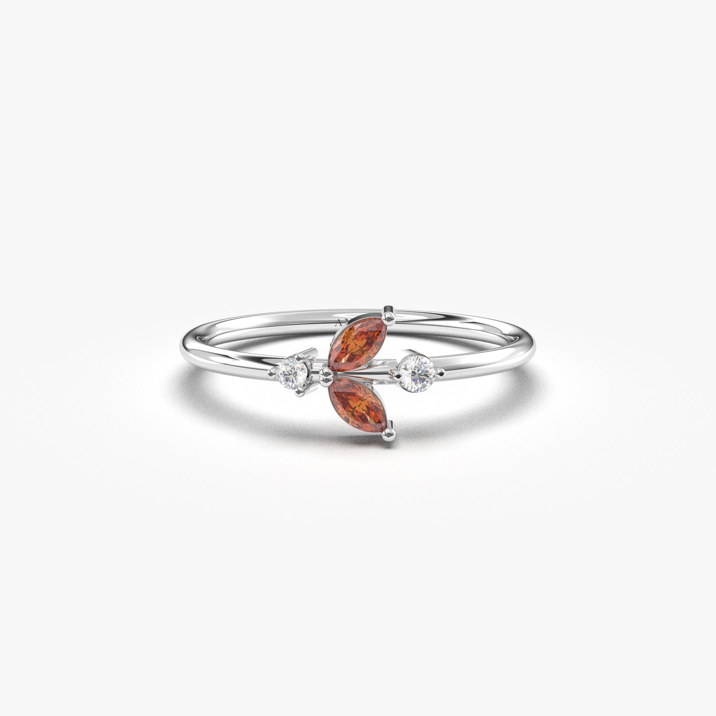 14K Gold Marquise Cut Garnet and Diamond Ring - 8S8GAR