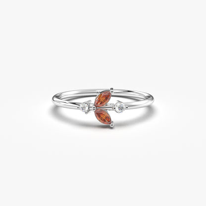 14K Gold Marquise Cut Garnet and Diamond Ring - 8S8GAR