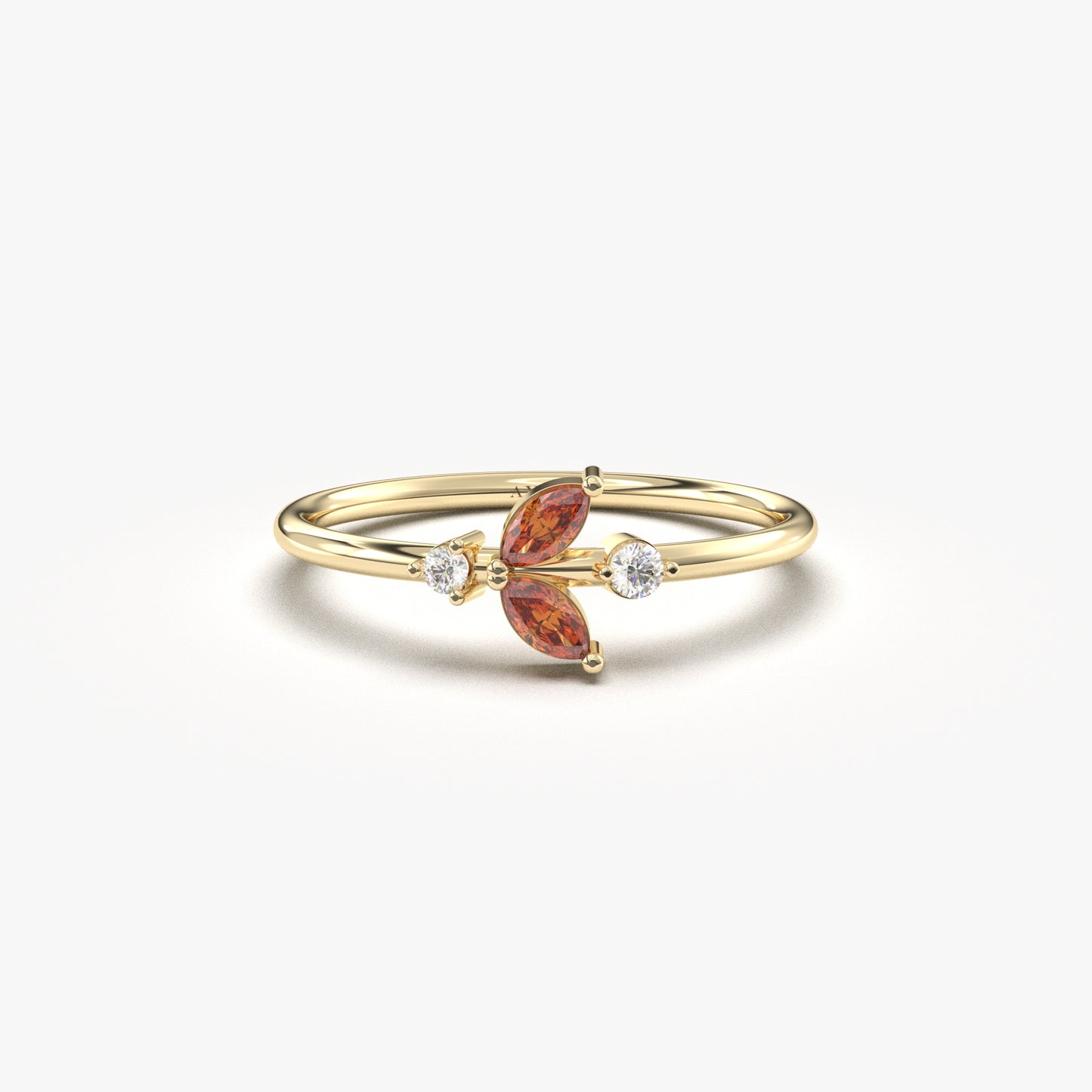 14K Gold Marquise Cut Garnet and Diamond Ring - 8S8GAR