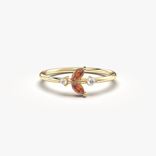 10K Gold Marquise Cut Garnet and Diamond Ring - 8S8GAR