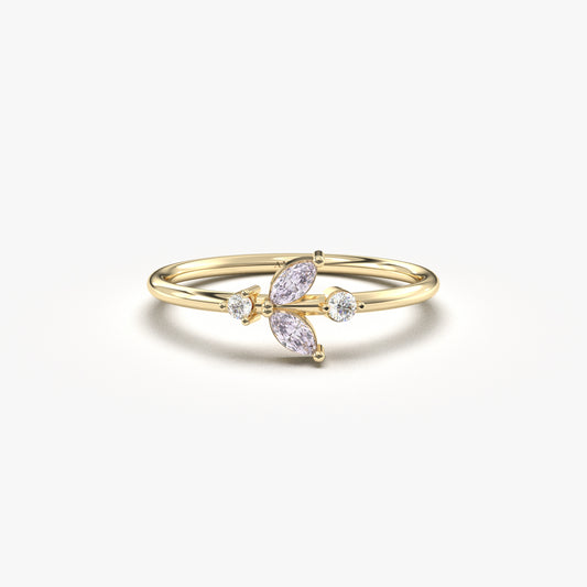 18K Gold Marquise Lavender and Diamond Ring - 8S8LAV