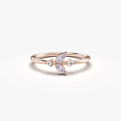 14K Gold Marquise Lavender and Diamond Ring - 8S8LAV