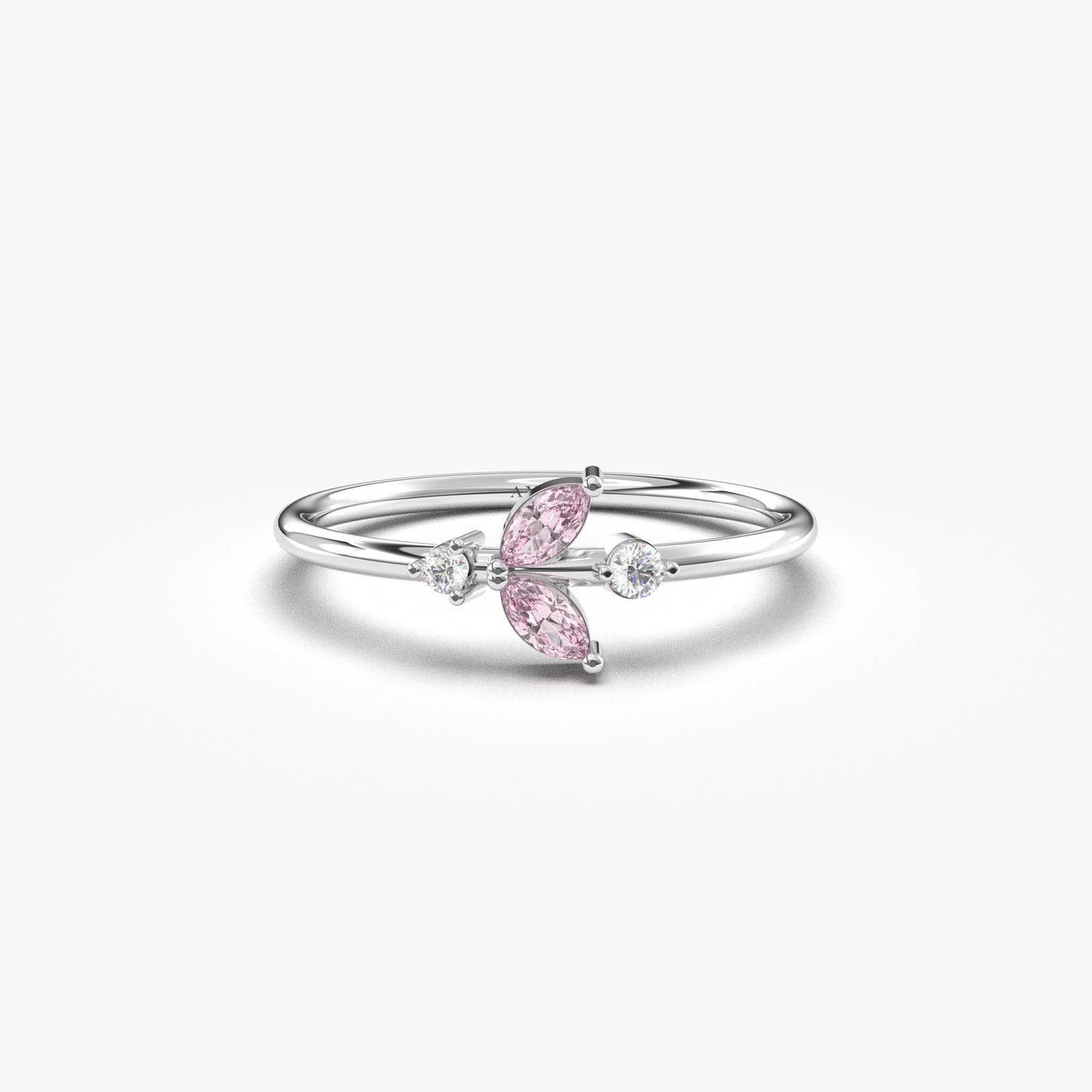 10K Gold Unique Marquise Pink Topaz and Diamond Ring - 8S8PNK